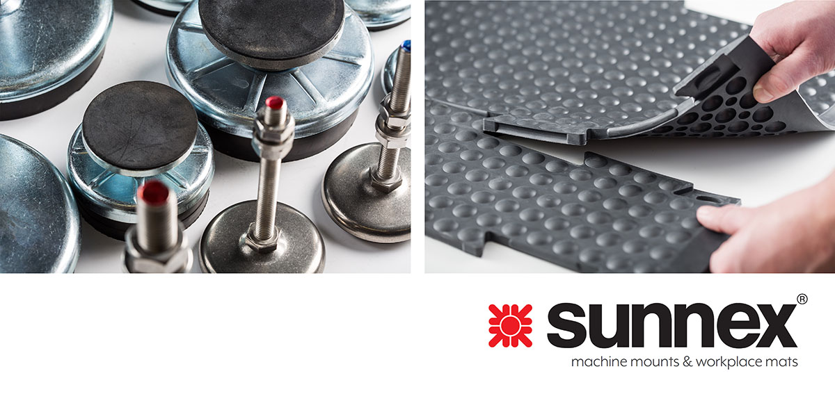 Sunnex machine mounts and ergonomic workplace mats