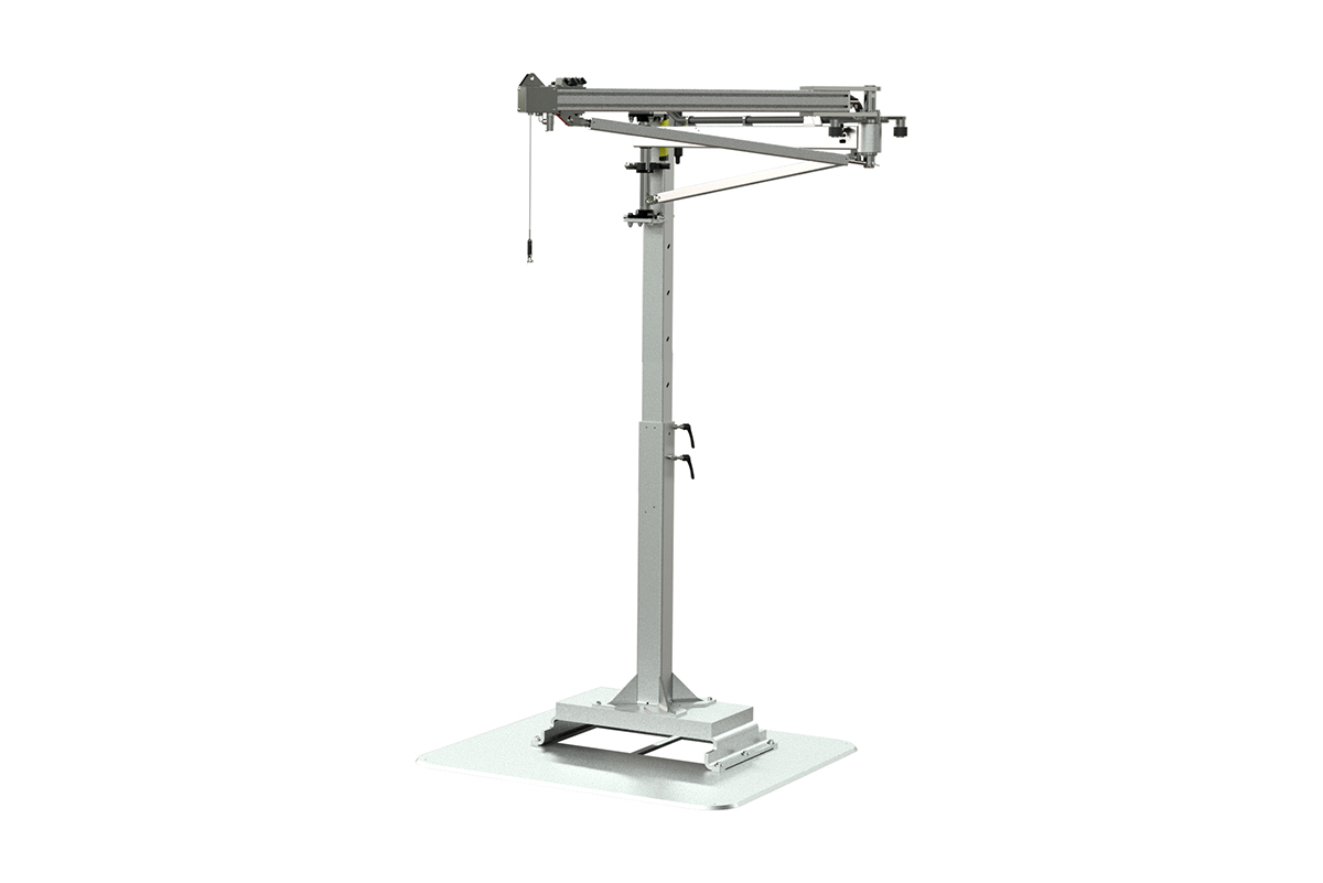 Mobil vikarmskran med integrerad pneumatisk balanslyftare Mechline Pro Crane från Movomech